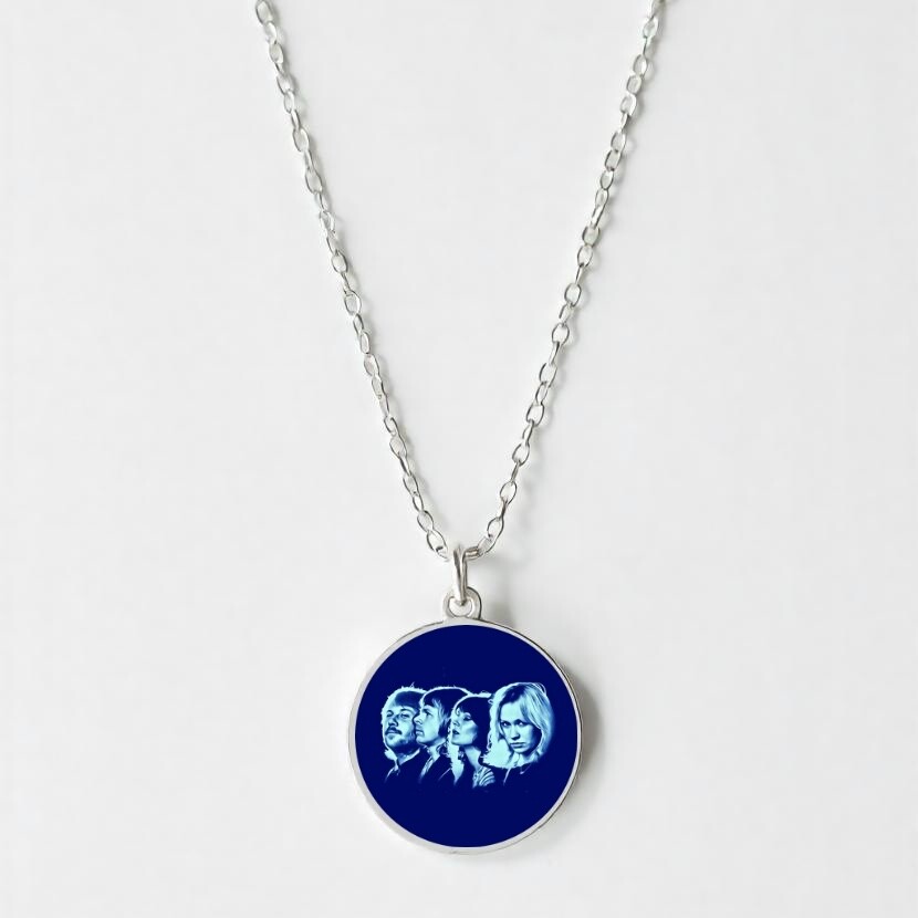 Abba necklace, stainless steel/glass, 50-55cm length, 14mm width, beautiful