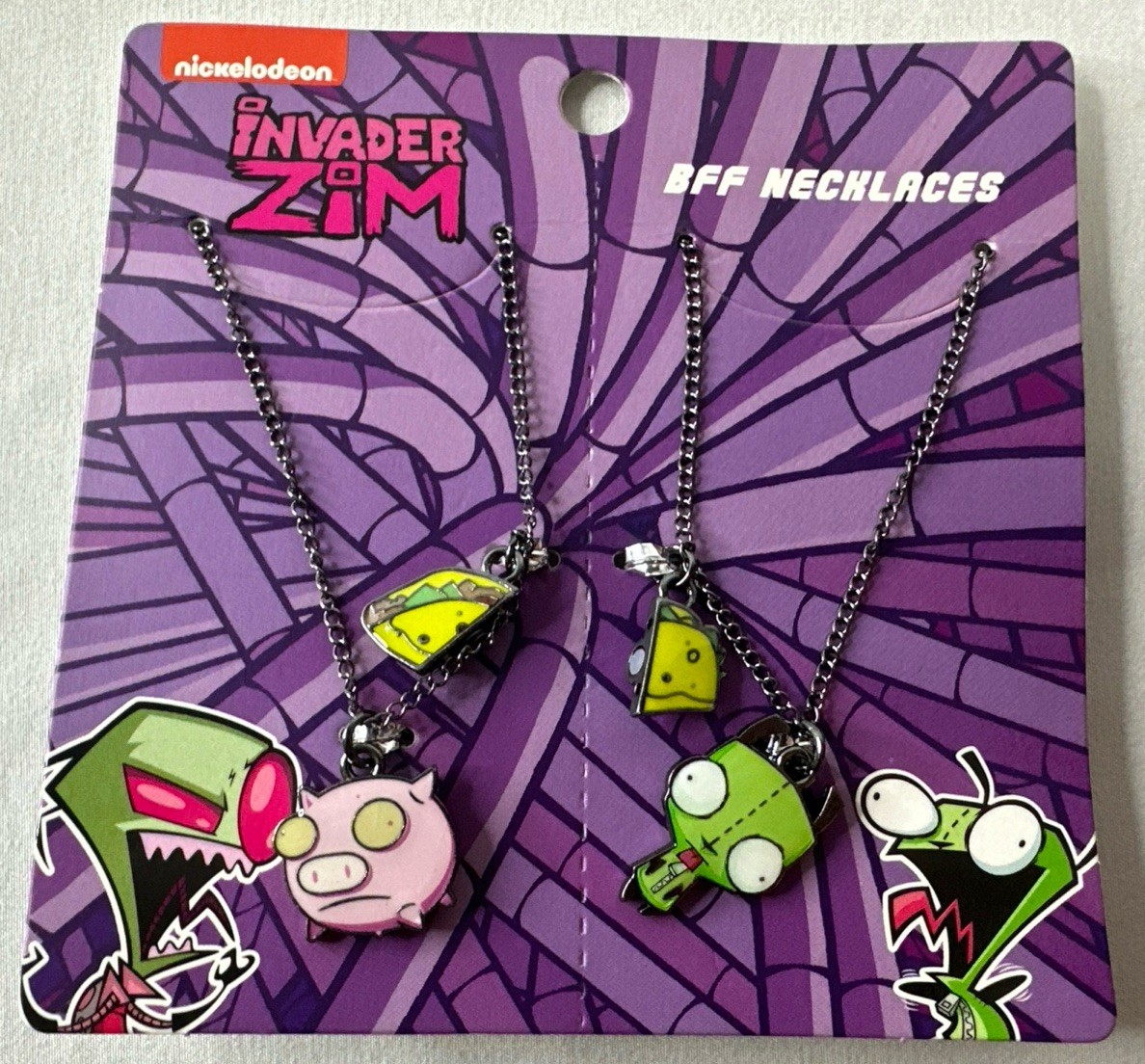 Invader Zim Gir and Pig Taco Best Friend Necklace Set NEW BFF