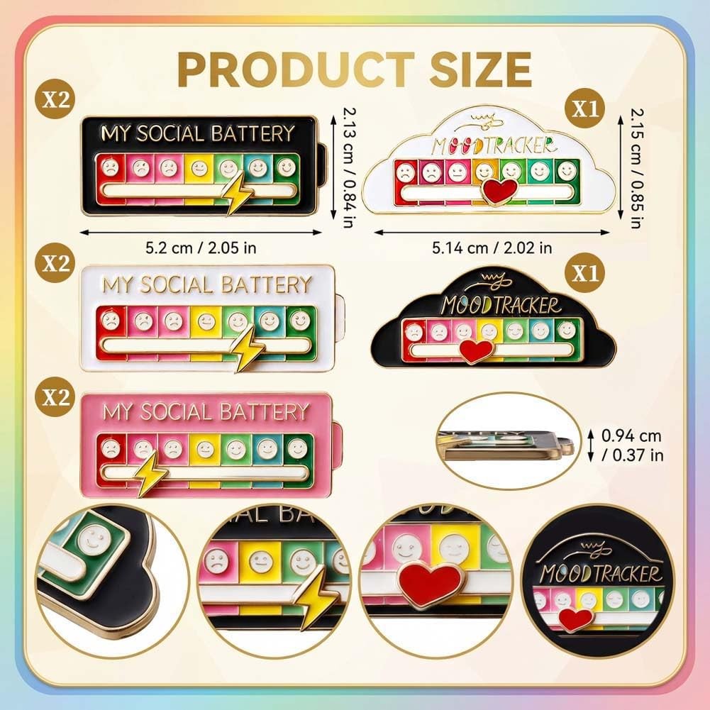 8 PCS Social Battery Pin, My Slider Funny F, colorful