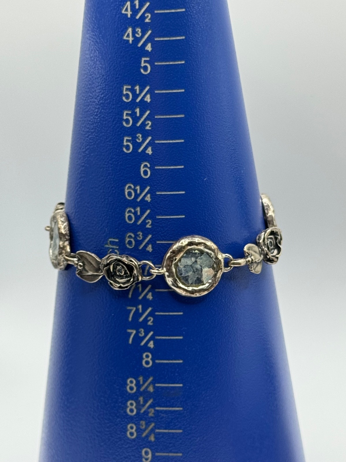 Luli Hamersztein Sterling Silver Roman Glass Rose Flower Toggle Bracelet