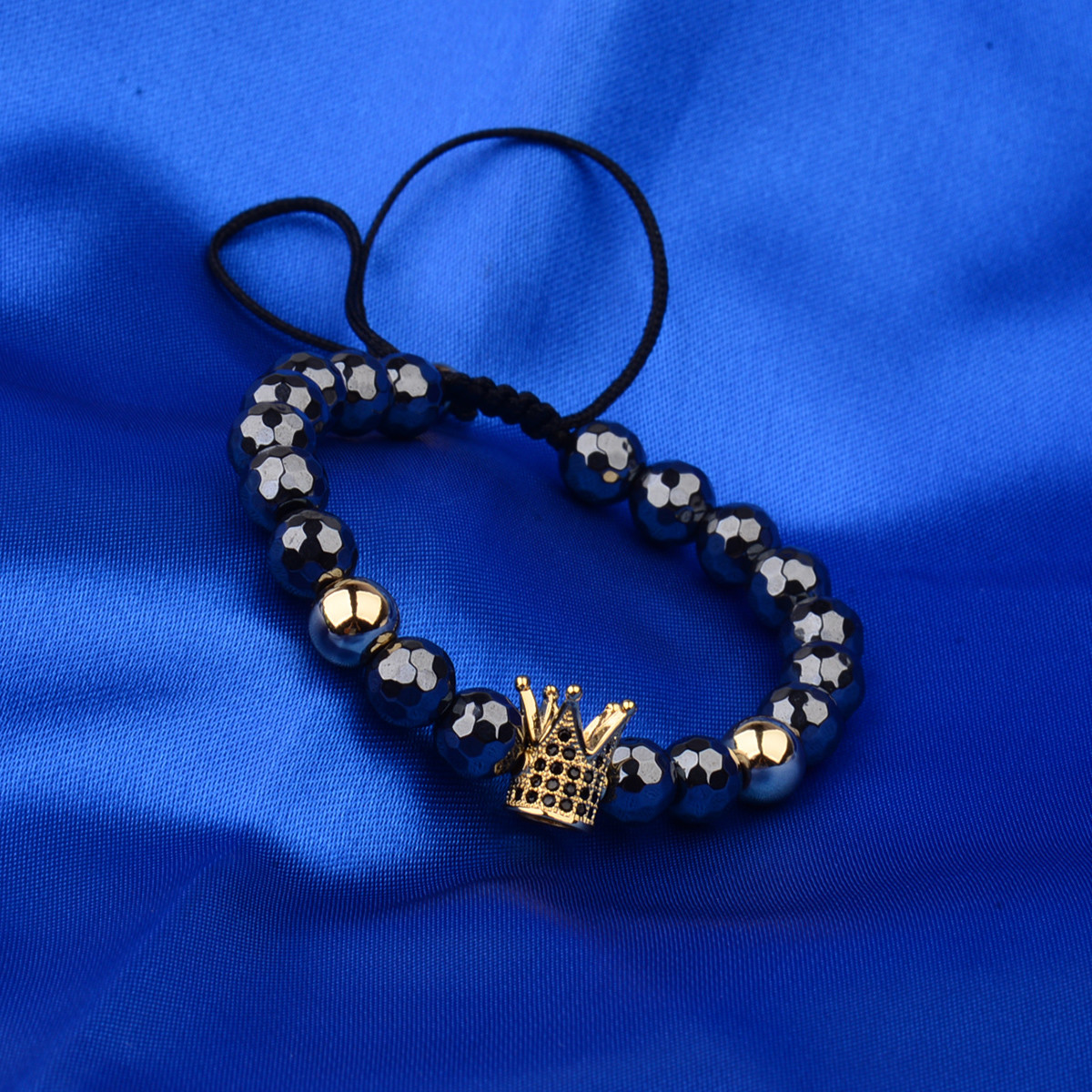 CZ King Crown Natural Stone Women Men’s Adjustable Bracelets Charm Jewelry Gift