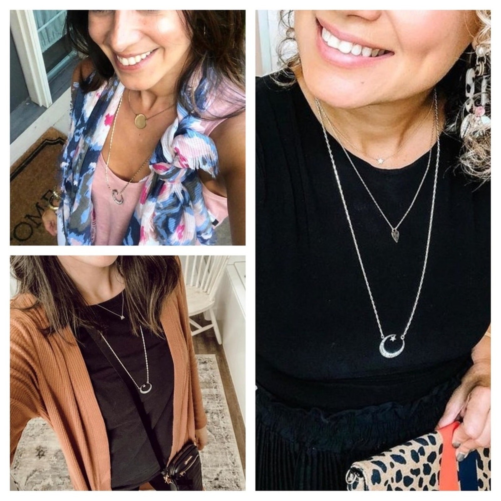 Stella and Dot Pavé Crystal Crescent Pendant Necklace