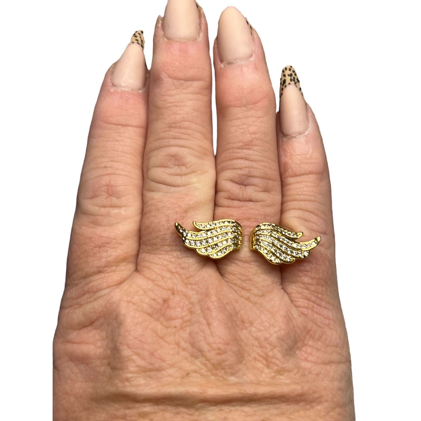 Palm Beach Jewelry Double Wings ring CZ stones Gold plated size 9 Angel NEW