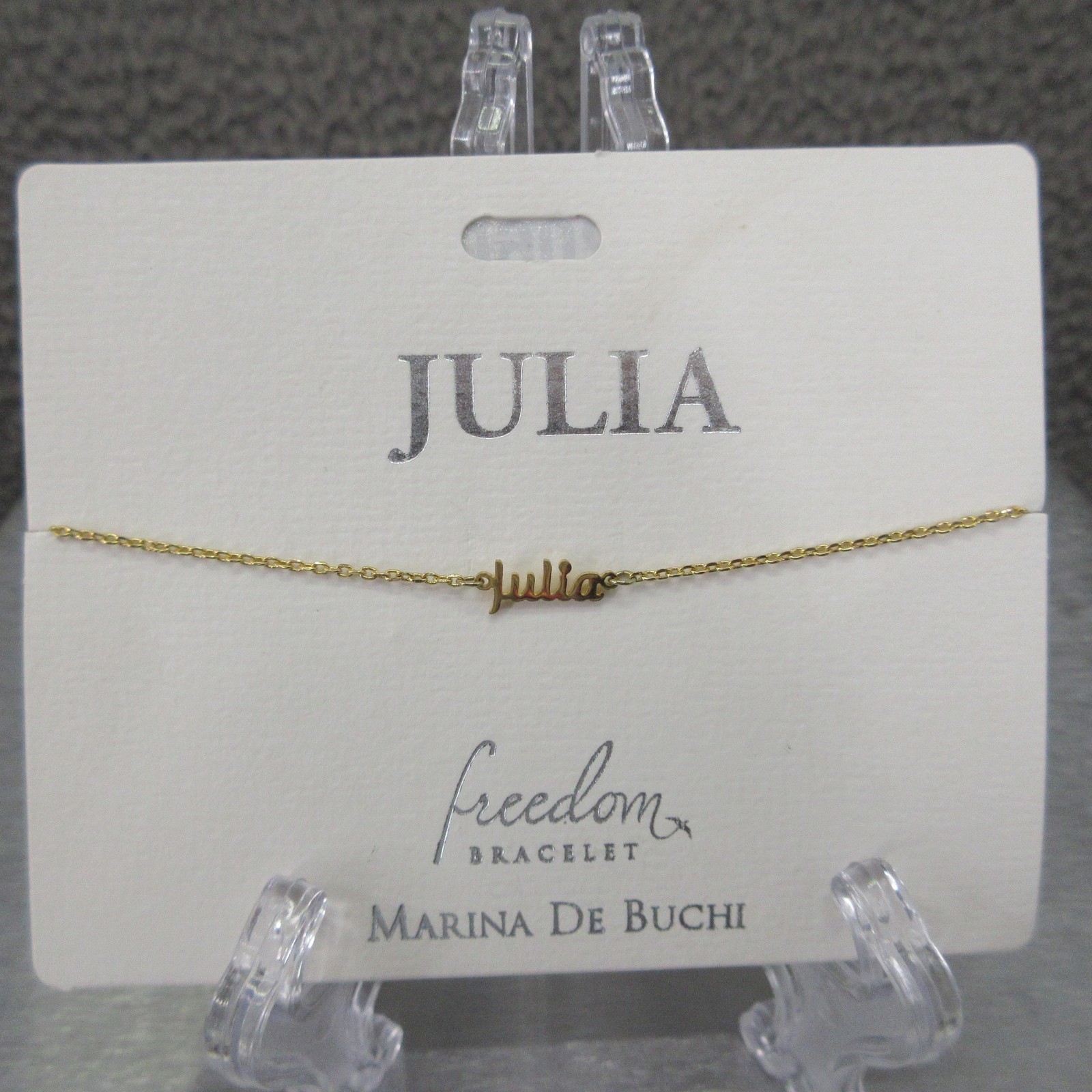 Marina De Buchi Julia Name Freedom Bracelet Gold Tone Adjustable Nickel Free
