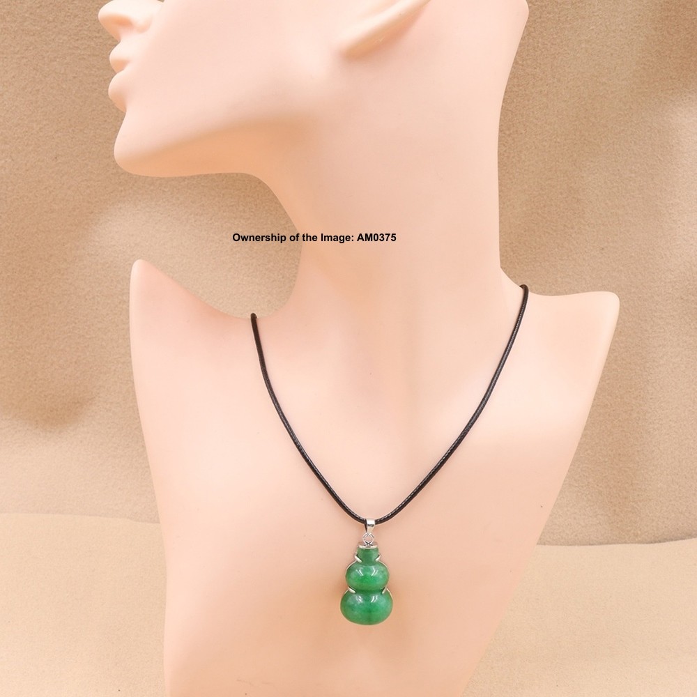NEW White Alloy Heating Jade Pendant For Women Men Green Jade Gourd Pendant