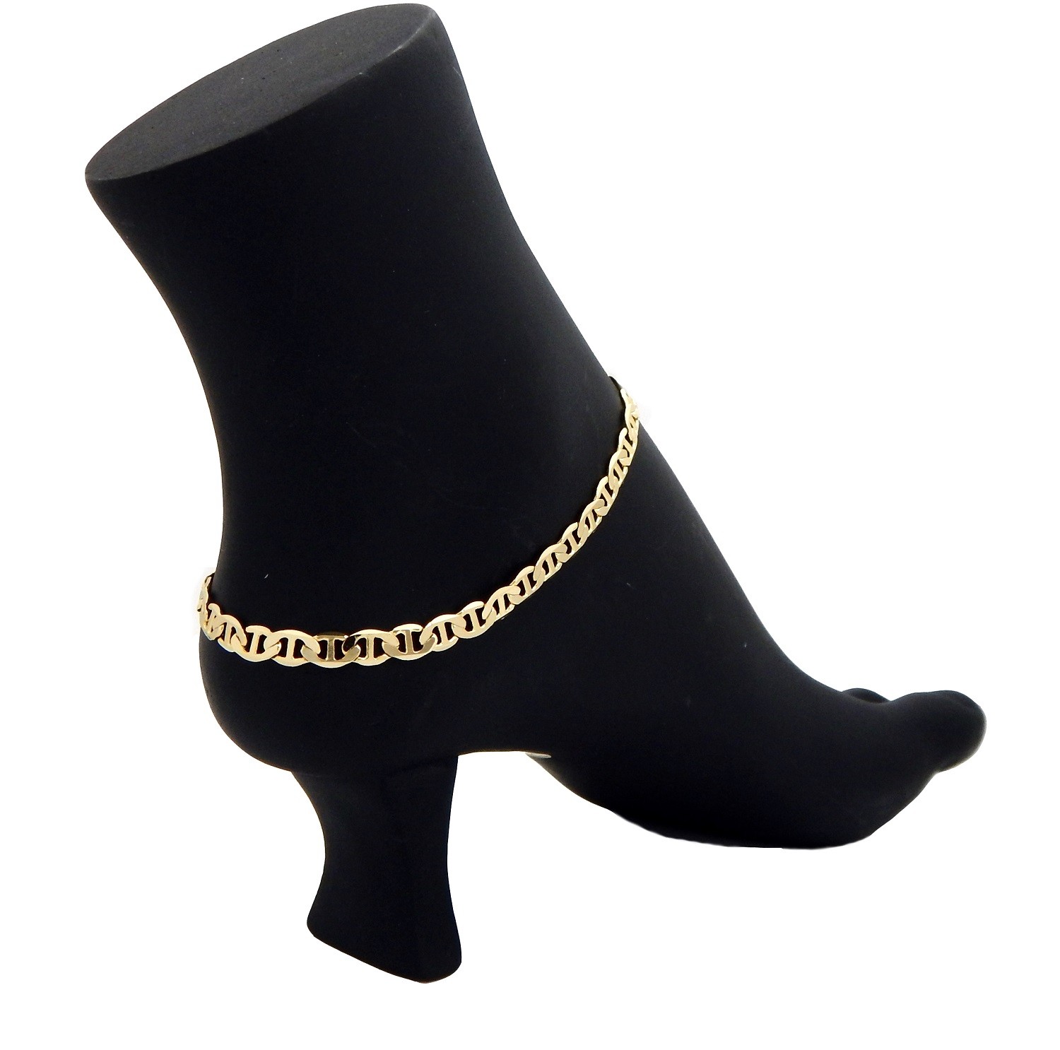 5mm 10″ MARINER LINK CHAIN QUALITY ANKLET BRACELET 14K ITALY GOLD PLATED