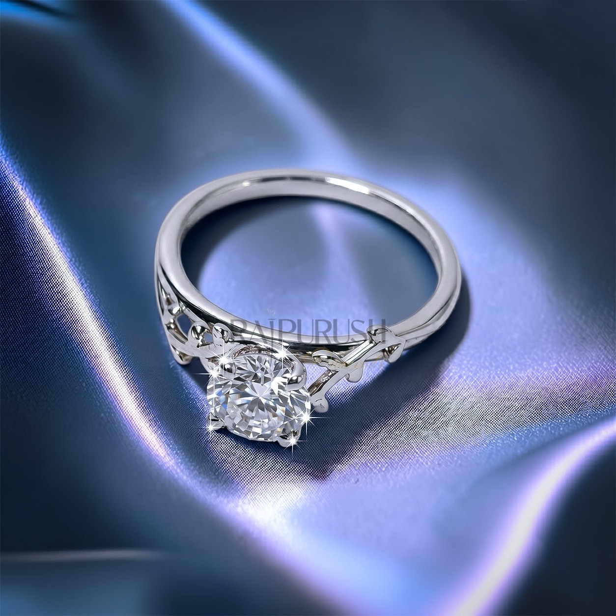 Nature Inspired Twig Engagement Ring Leaf Motif Moissanite Solitaire 925 Silver