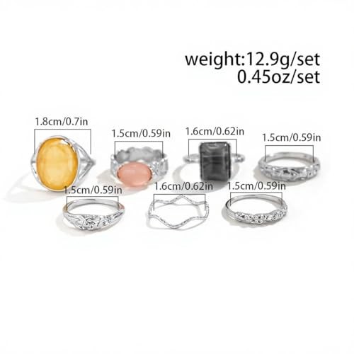 Chunky Rings for Women Adjustable Thick Stackable Rings for Women d : 7pcs s
