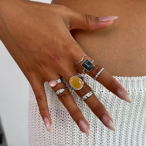 Chunky Rings for Women Adjustable Thick Stackable Rings for Women d : 7pcs s
