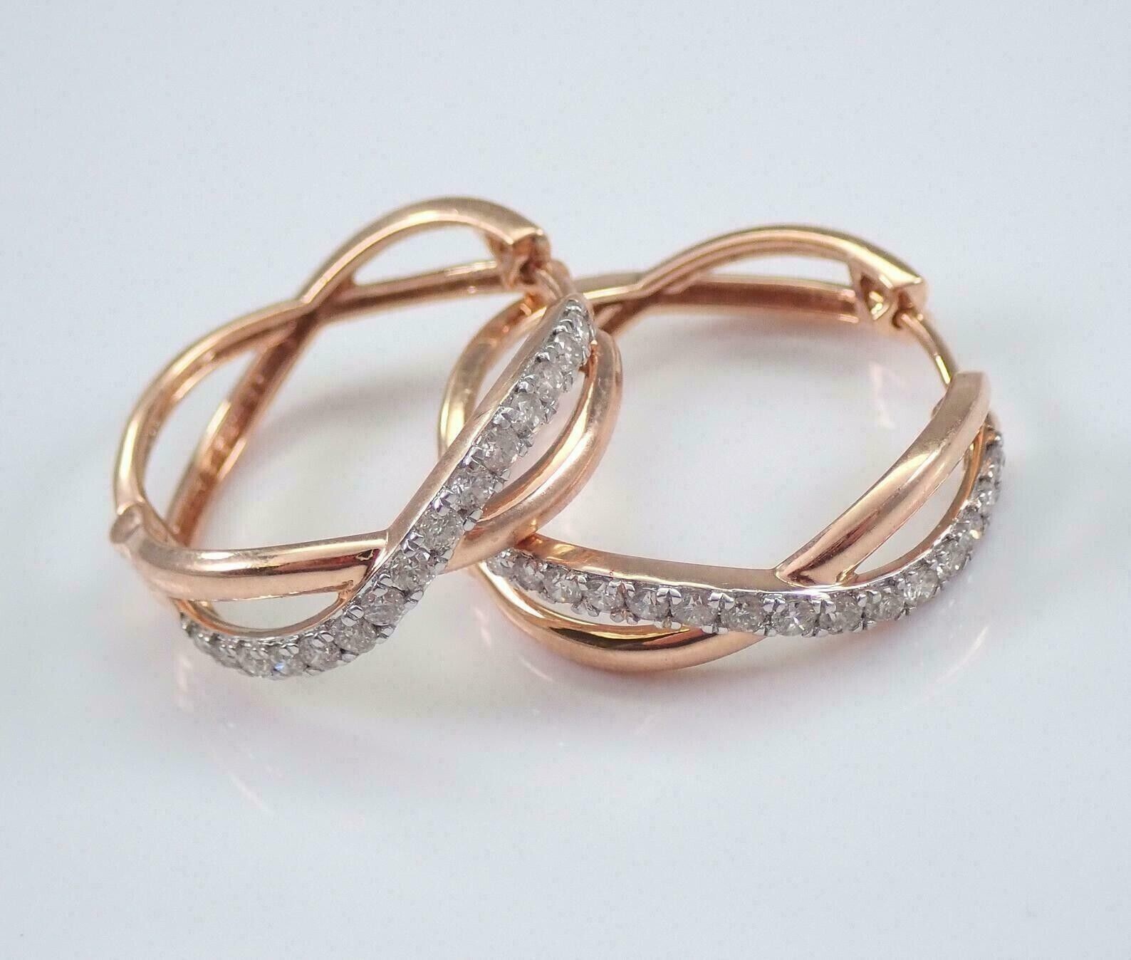 Round Cut Simulated Diamond Pretty Huggie Hoop Earrings In 14k Rose Gold Plated