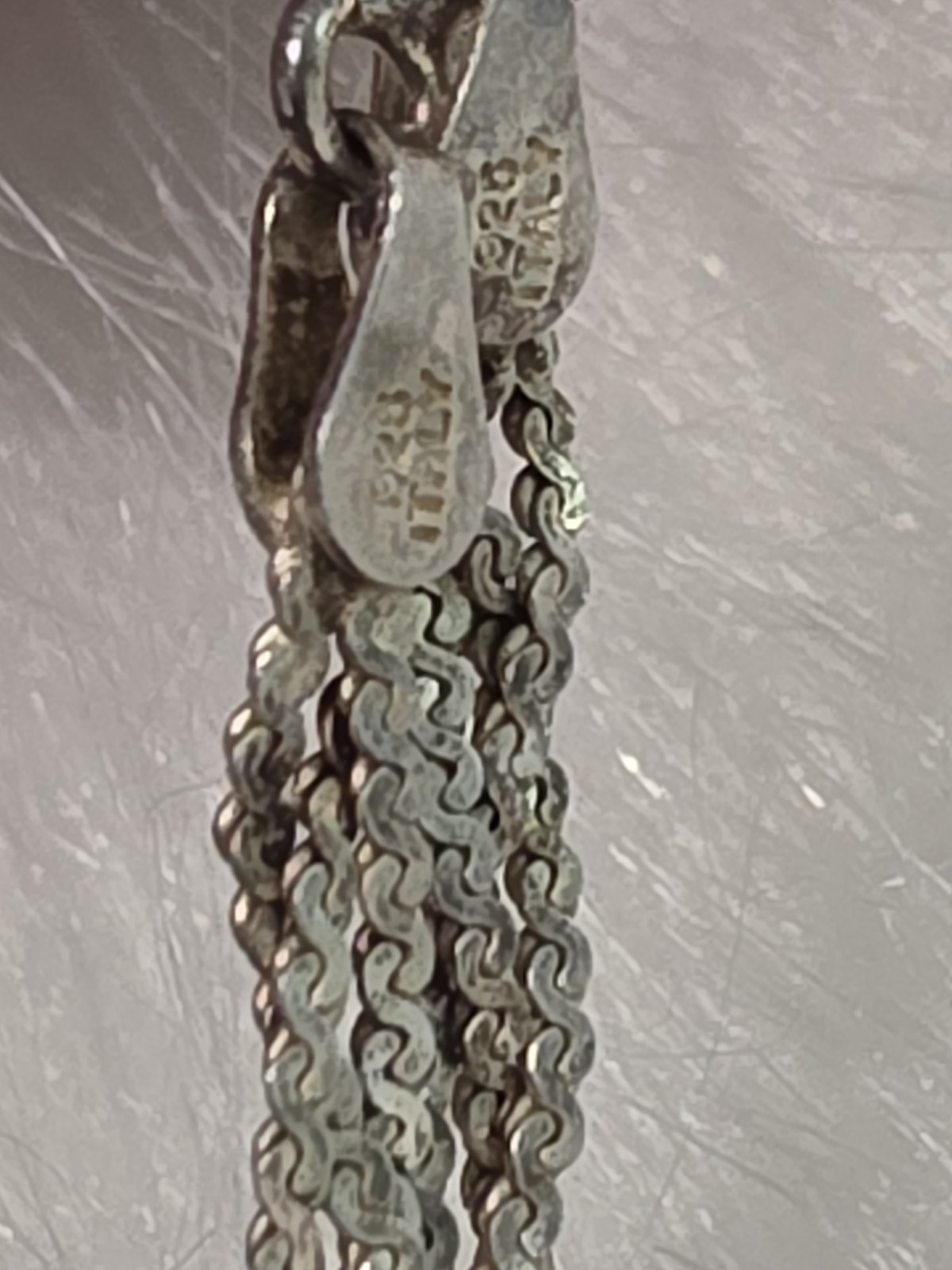 Vintage Sterling Silver 3 Braided Strand Chain Necklace 23.5in
