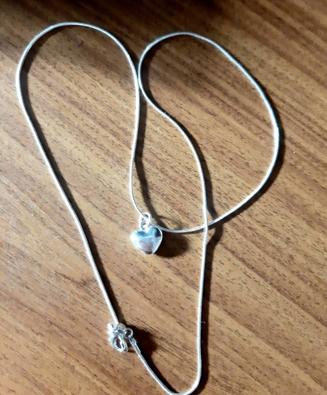 Sterling Silver Heart Necklace Silver Puff Heart Pendant Necklace Heart Jewelry