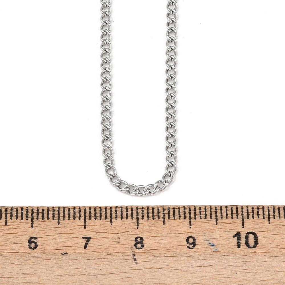 Chain Necklace Stainless Steel Silver 17.7 in Women N151