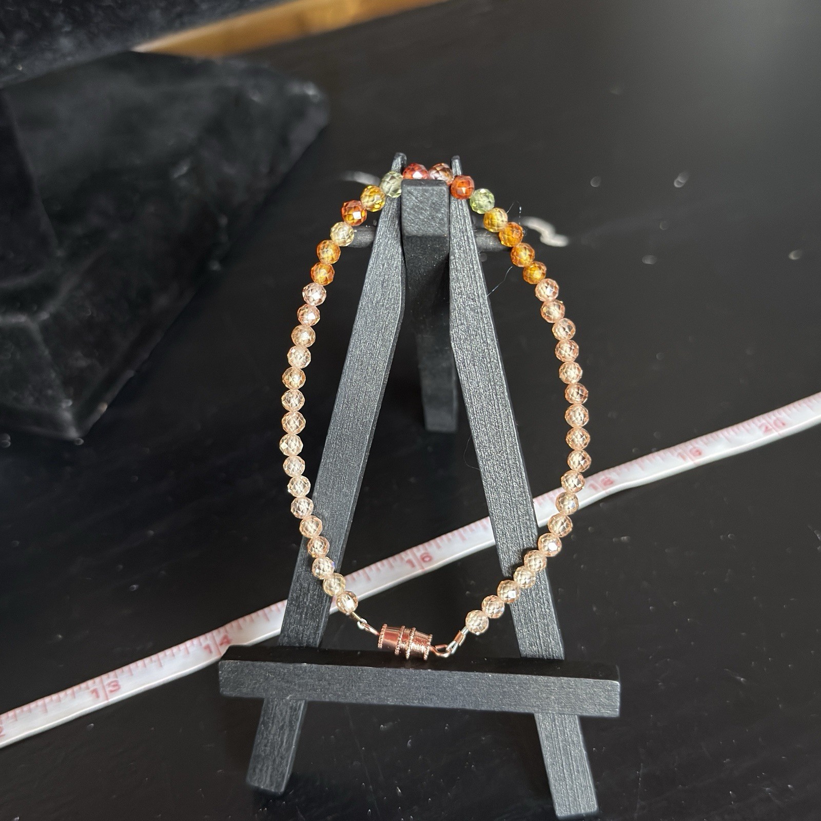 Zircon Natural Gemstone Bead Bracelet | Faceted Round 4mm