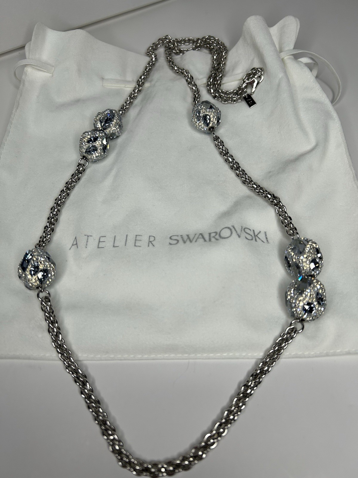 Atelier Swarovski Moselle Strandage Necklace – Palladium Plated & Crystal