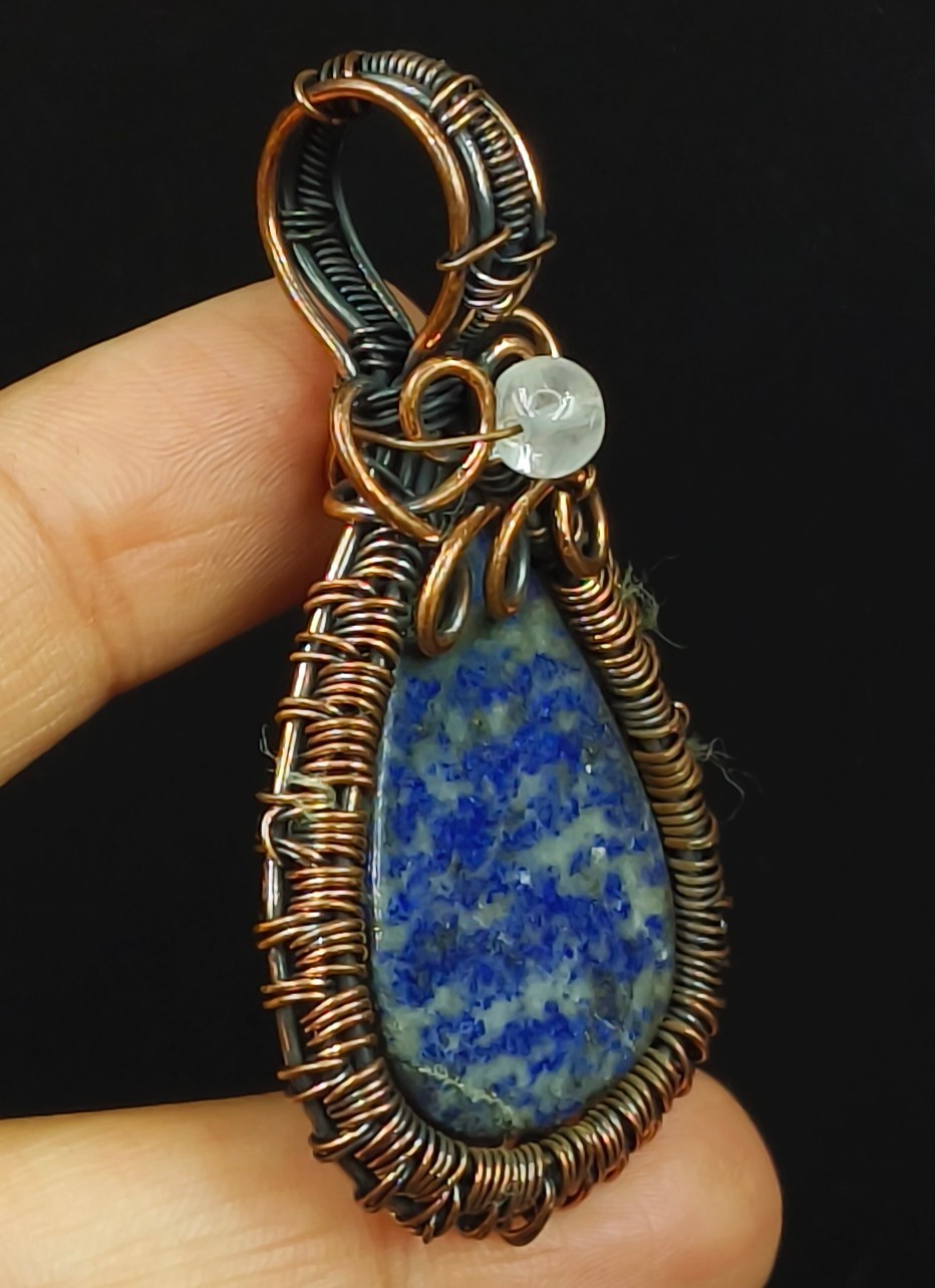 Copper Porcelain Jasper Gemstone Lapis Lazuli Handmade Jewelry Pendant