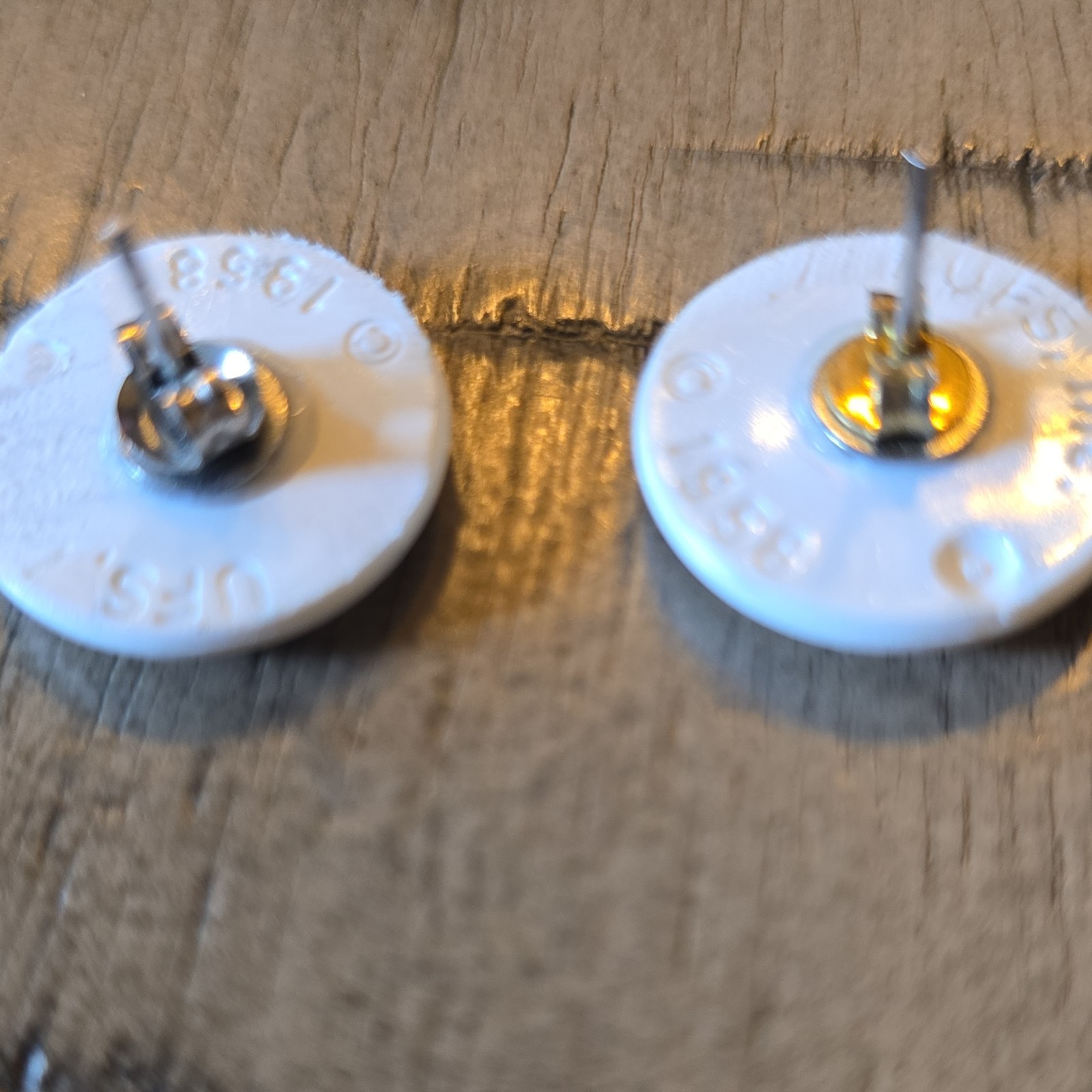 Snoopy Ice Cream Stud Earrings White Round Plastic Nickel-Free 0.75inUFS 1958
