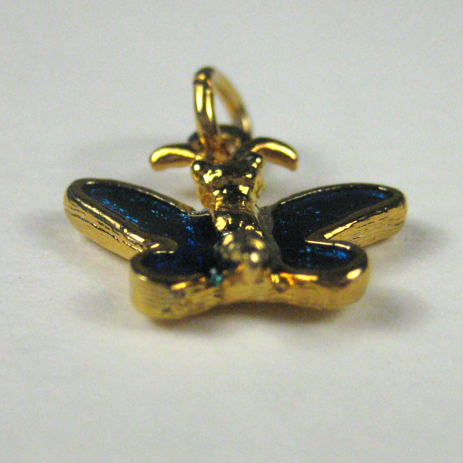 Butterfly Charm ONLY Goldtone Enamel Blue 1/2 inches