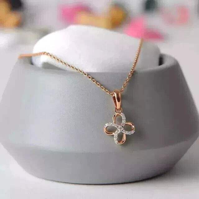 Round Cut Simulated Diamond Stunning Daily Wear Pendant 14K Rose Gold Plated