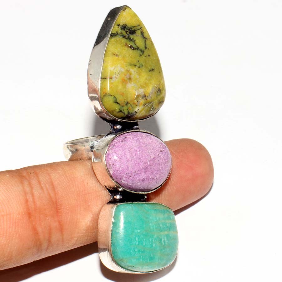 Amazonite Purpurite Green Opal Gemstone Ring Us 6 Aesthetic Jewellery GW