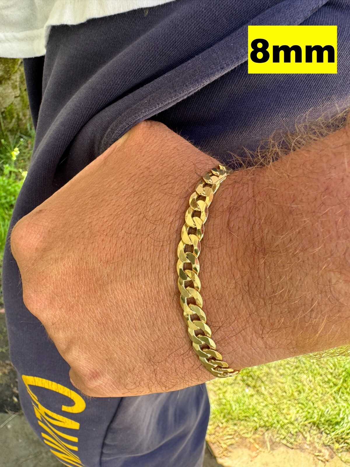Real 14k Gold Plated Solid 925 Sterling Silver Flat Cuban Bracelet Mens Ladies