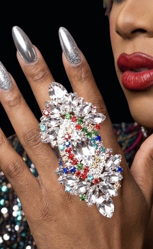 4.5″ Tall Clear Multicolor Crystals Rhinestones Adjustable Statement isn’t causi