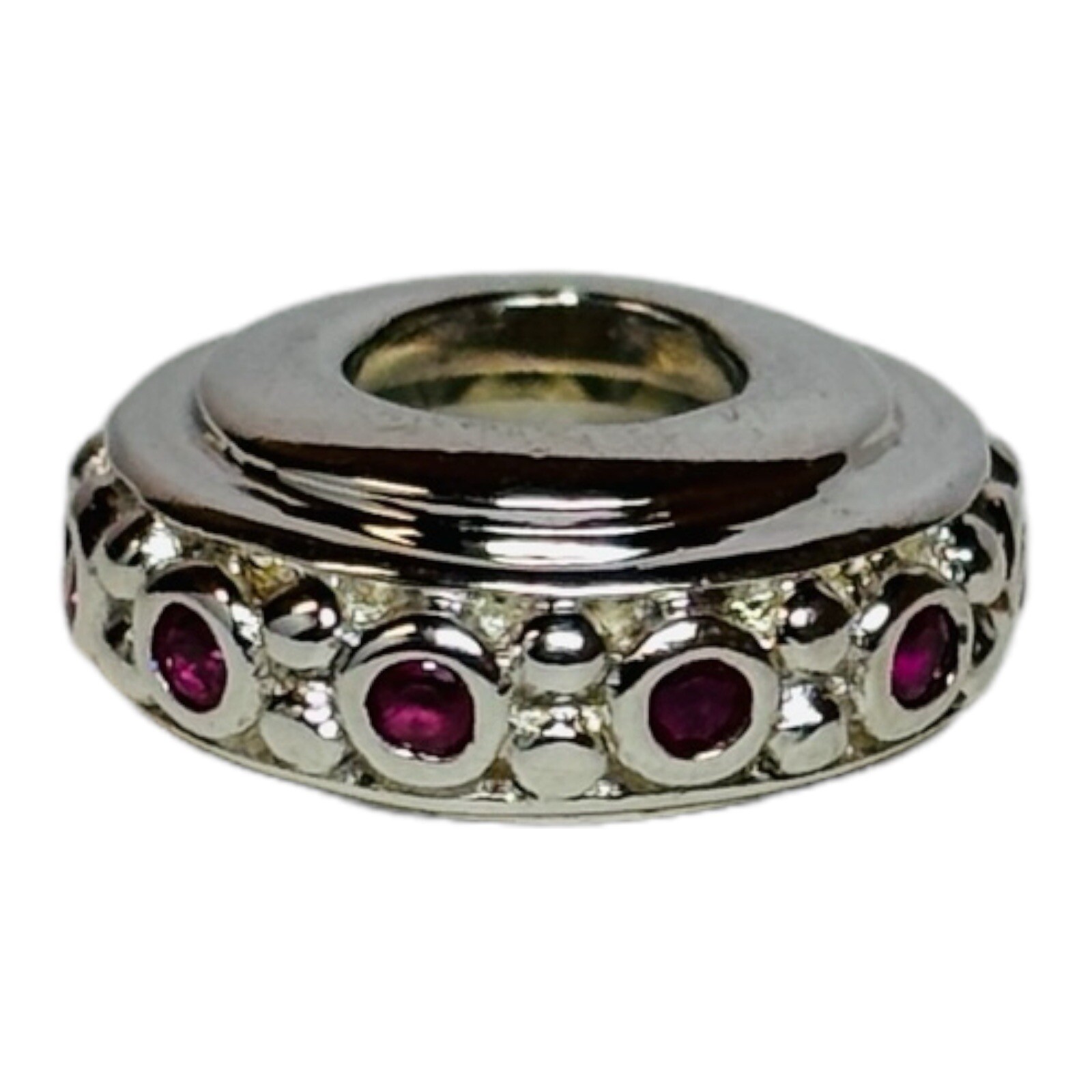 Gnoce Sterling 925 Silver Pink Sweet Love Spacer CZ Bead Charm – .07