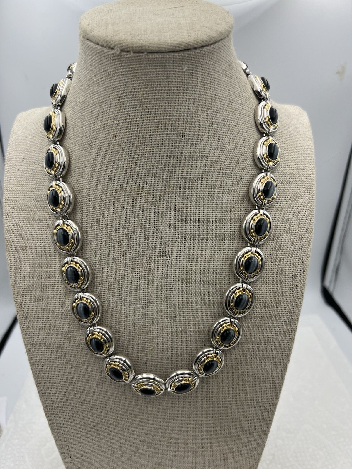 Cristina Sabatini Silver Tone Gold Tone Cats Eye Adjustable Necklace (STUNNING)