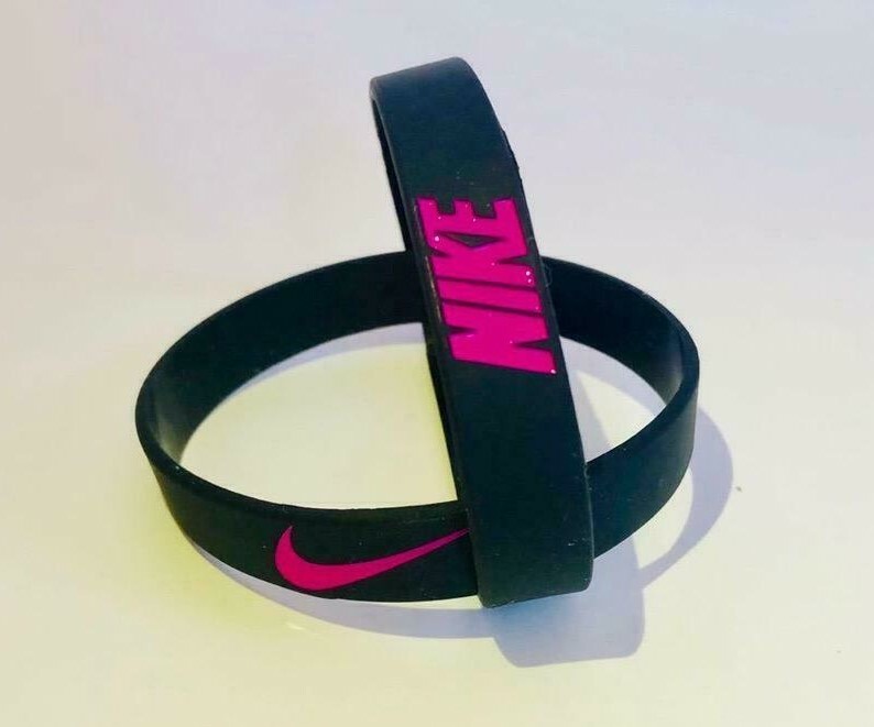 Nike Baller Band Silicone Rubber Bracelet Black Hot Pink Elite Series AF1