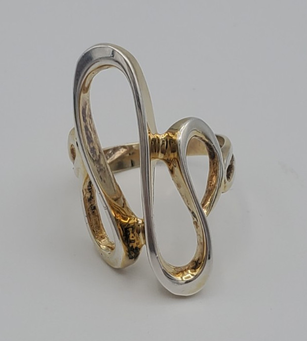 Sterling Silver Ladies Ring Swirl Design Size 5 1/2 No Makers Mark 2 1/2mm x 30m