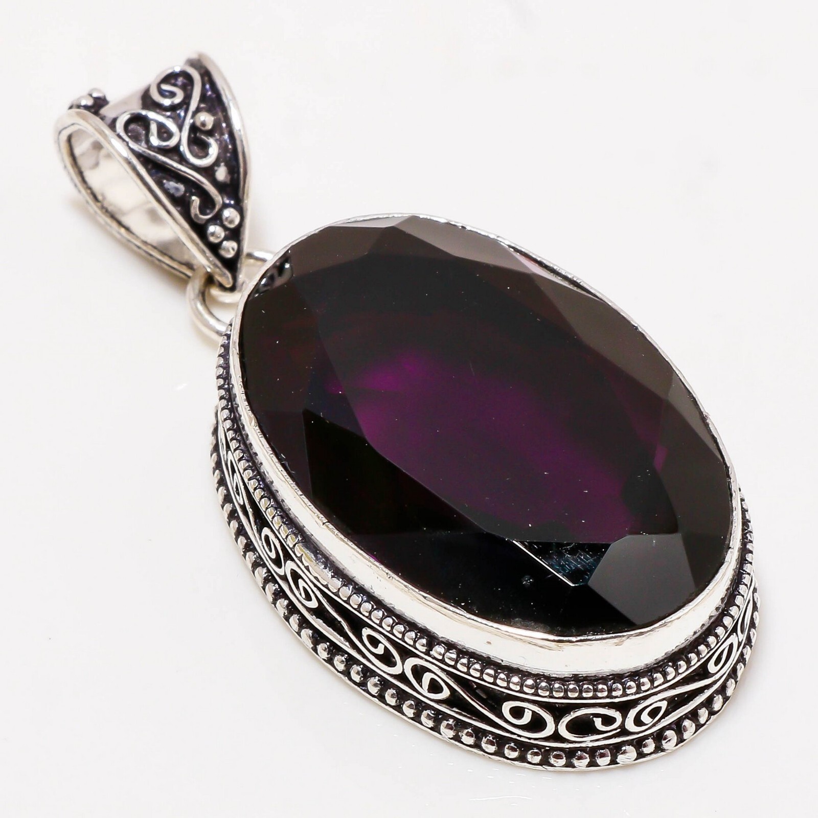 African Amethyst Gemstone 925 Silver Handmade Jewelry Pendant 2.10″