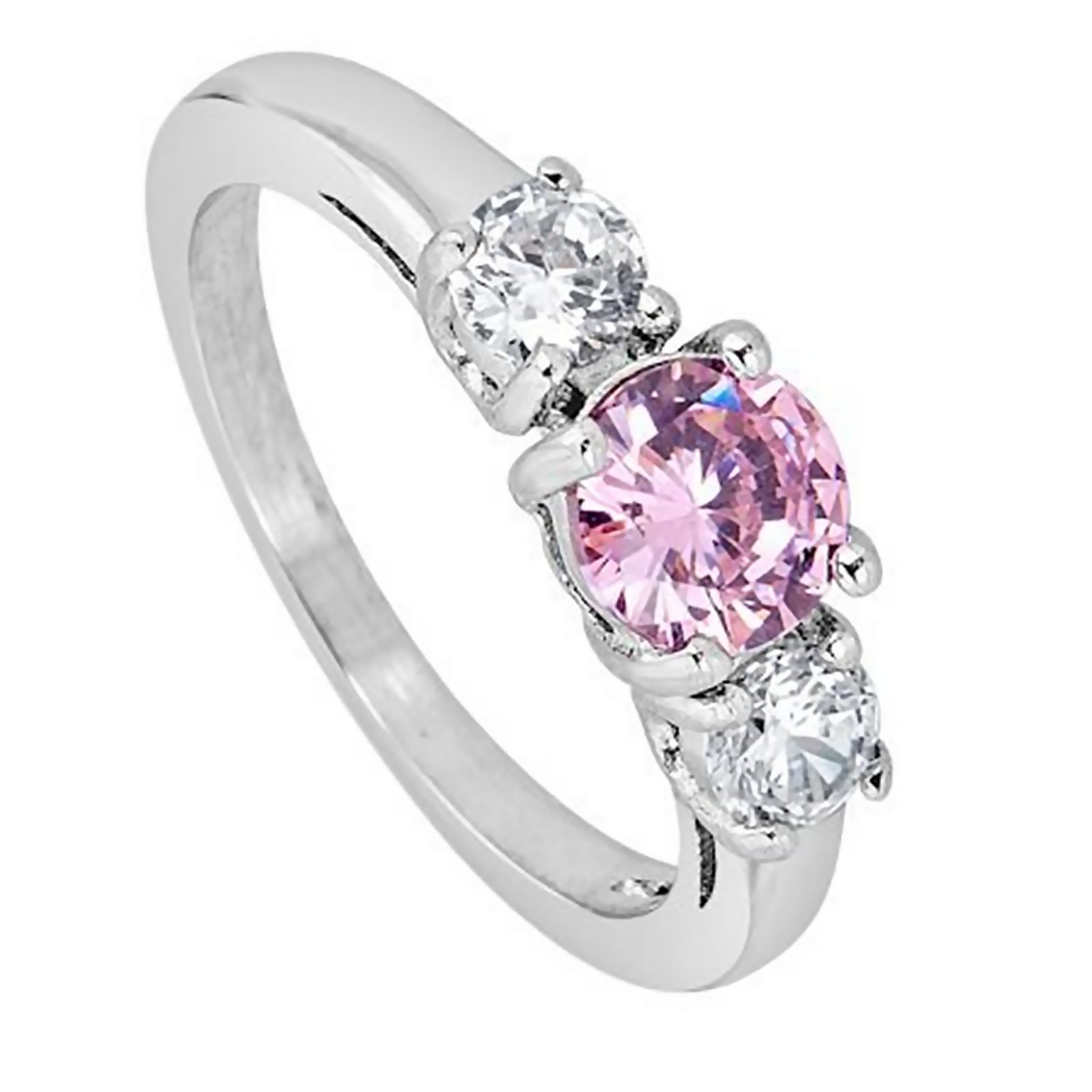 Womens October Birthstone Ring Pink Tourmaline Cubic Zirconia Band Sizes 3-10