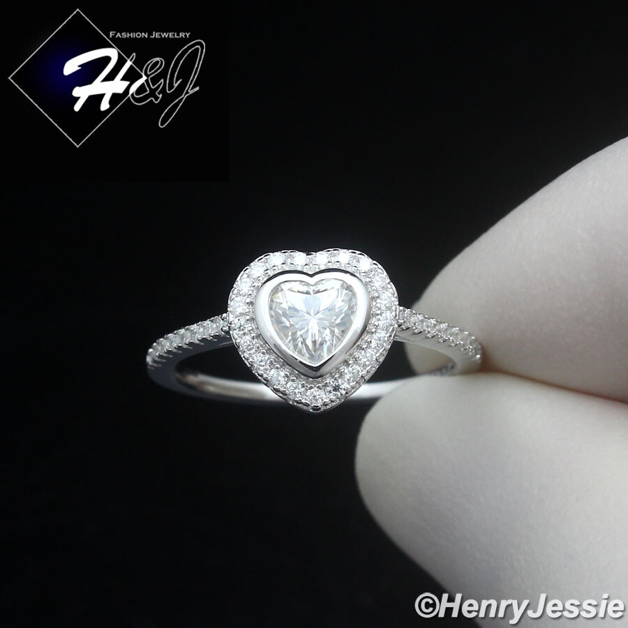 WOMEN SOLID 925 STERLING SILVER 0.8CT HEART MOISSANITE ENGAGEMENT RING*MR230