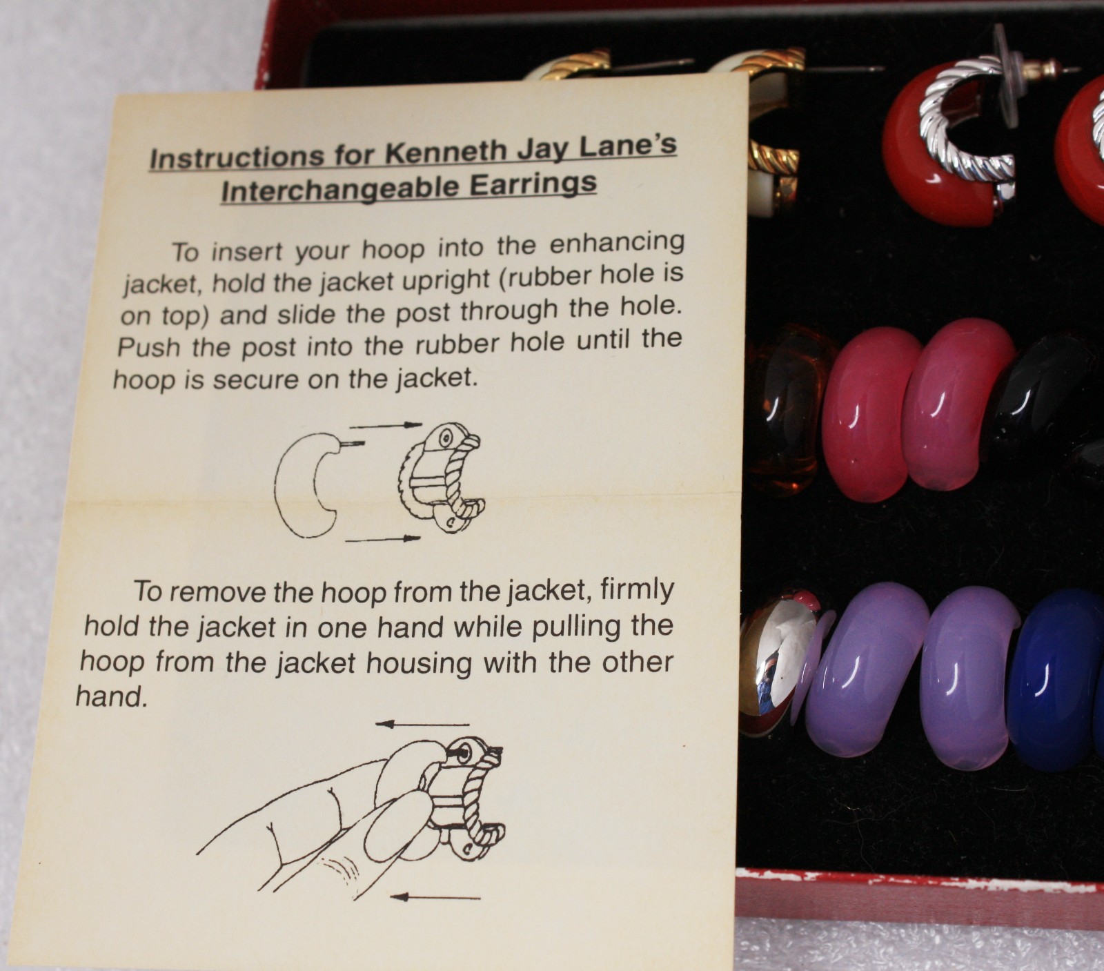 KJL Kenneth J. Lane 12 Color Interchangeable Hoop Earrings Gold & Silver Jackets