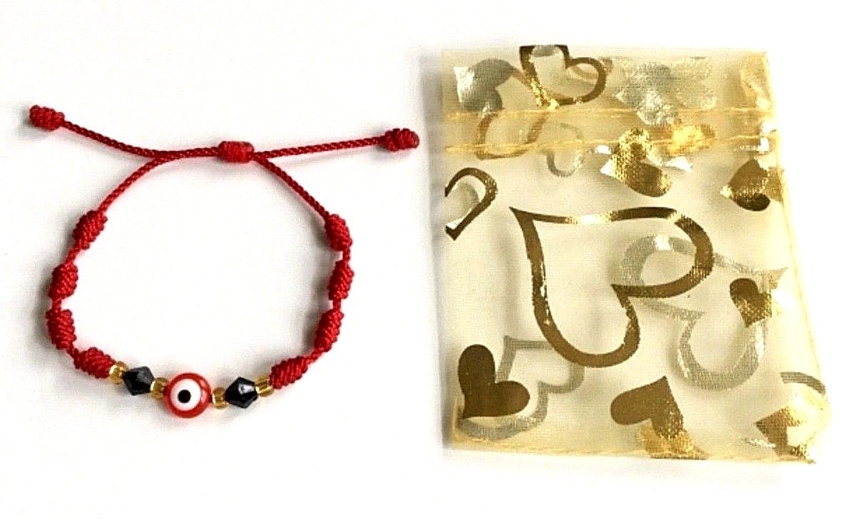 Red string Red evil eye luck bracelet adjustable adults, kids protection – B113