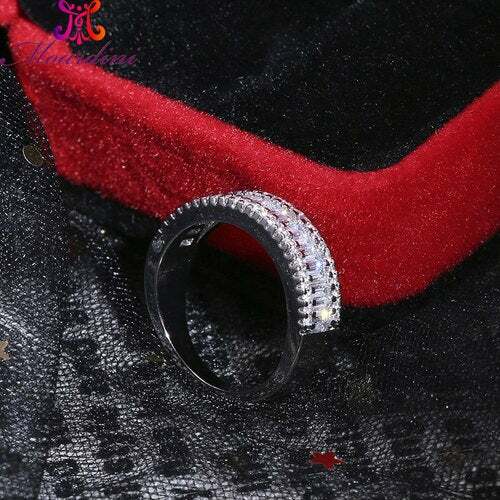 Ring; 18k White Gold Filled Square CLEAR ZIRCON Stone w 925 Sterling Silver sz 9