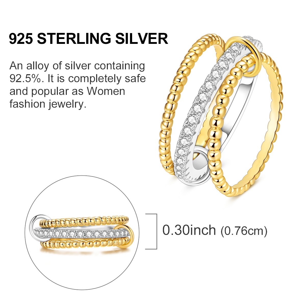 MULA New European 925 Sterling Silver Ring AAA CZ Three Circle for Women Jewelry