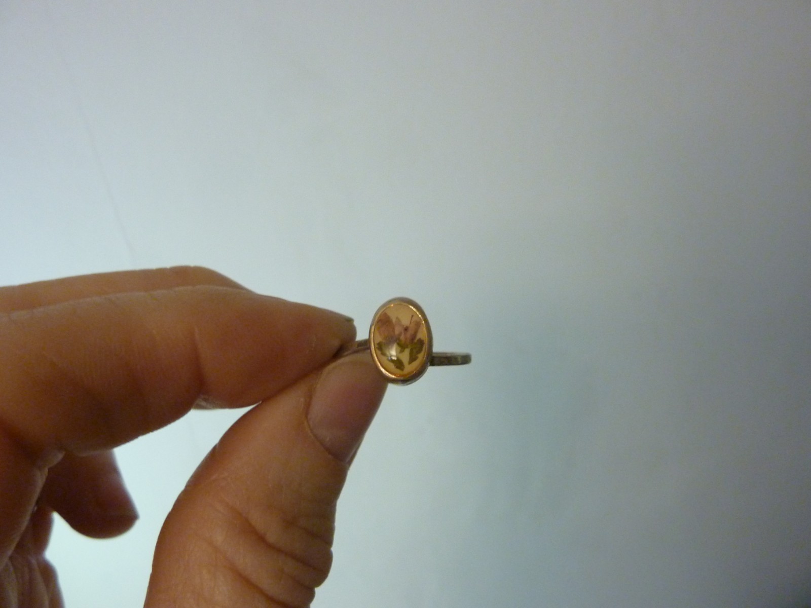Vintage Ring Adjustable Domed Dried Flowers Encased sz 6-8