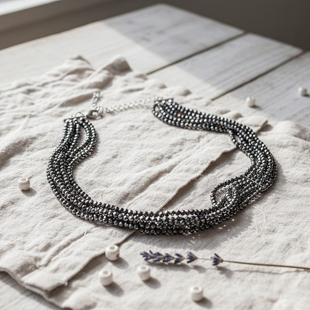 Terahertz 150.00 ctw Multi Row Necklace in Silvertone Stainless Steel 16-20 In