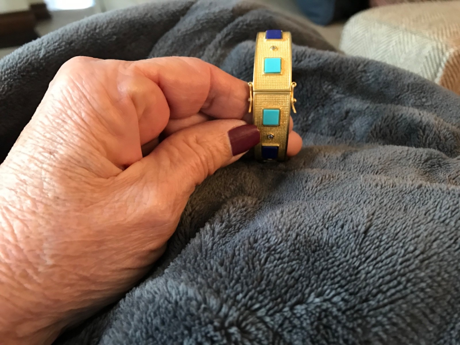 Freida Rothman Brick set 925SS with square turquois, lapis and bezel clear cz