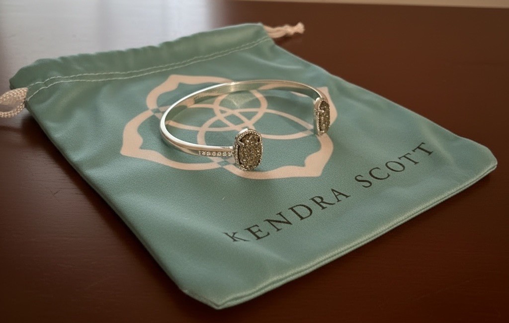 ✨Kendra Scott Elton Cuff Bracelet – Silver | Platinum Drusy | Includes Dust Bag