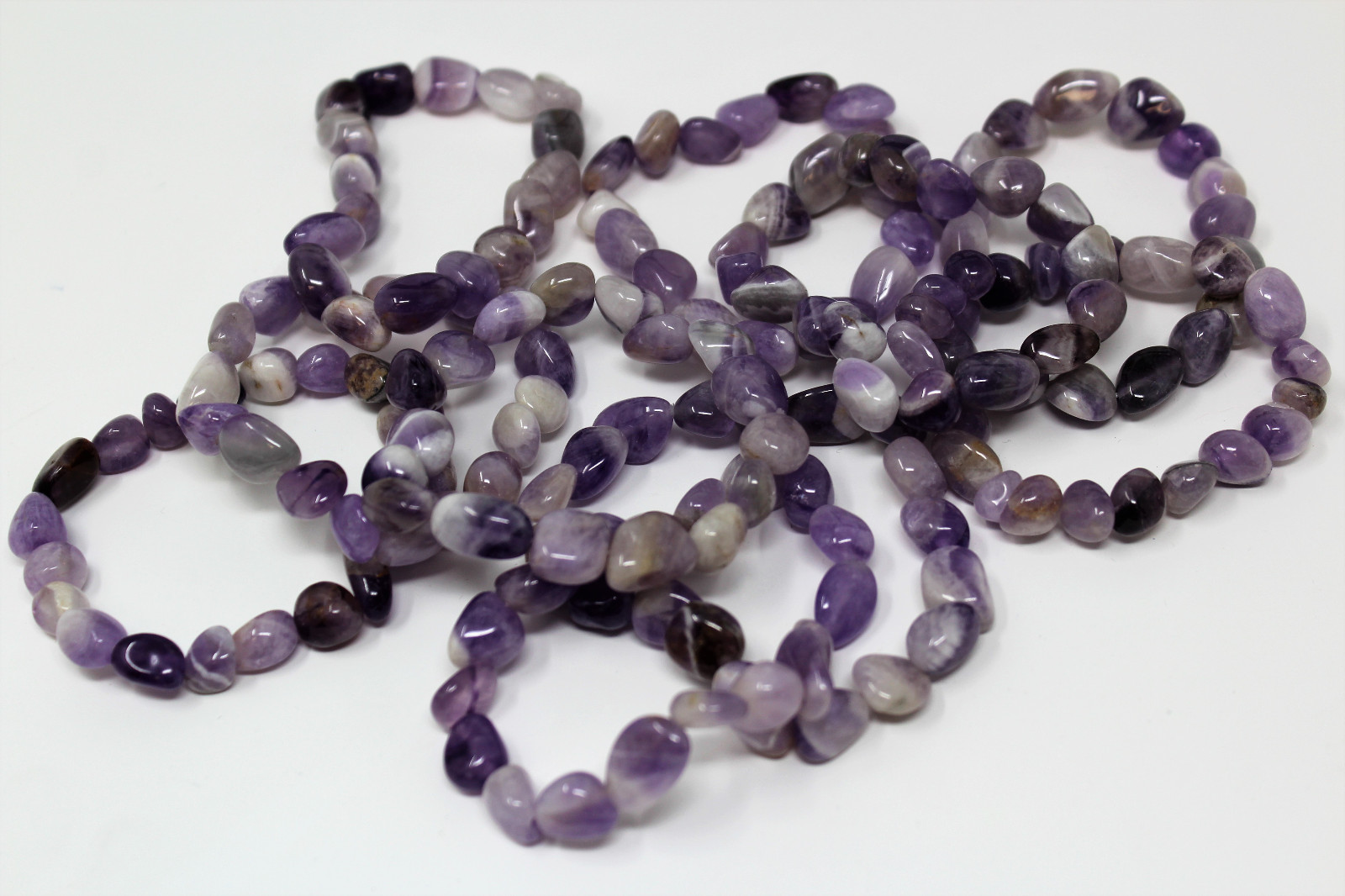 Amethyst Tumbled Gemstone Bracelet 6-8 mm stones (Stretchy, Amethyst Crystals)