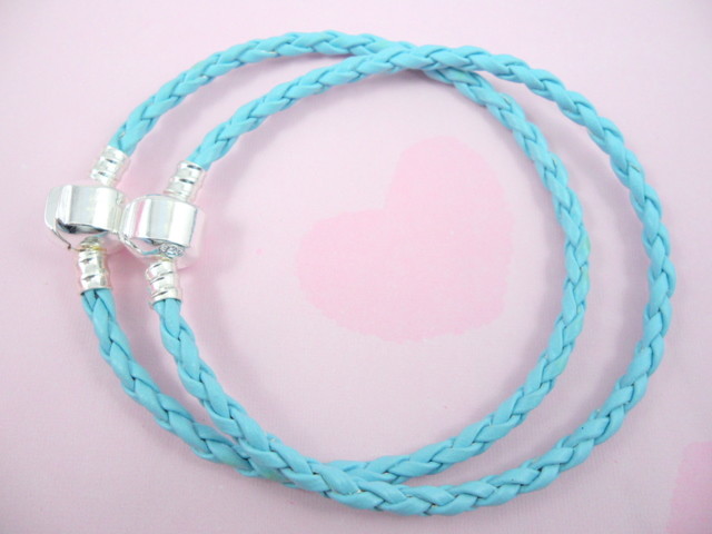 10pcs Braided Leather Charm Bracelets Fit European Bead 20cm. Choose Colours L07