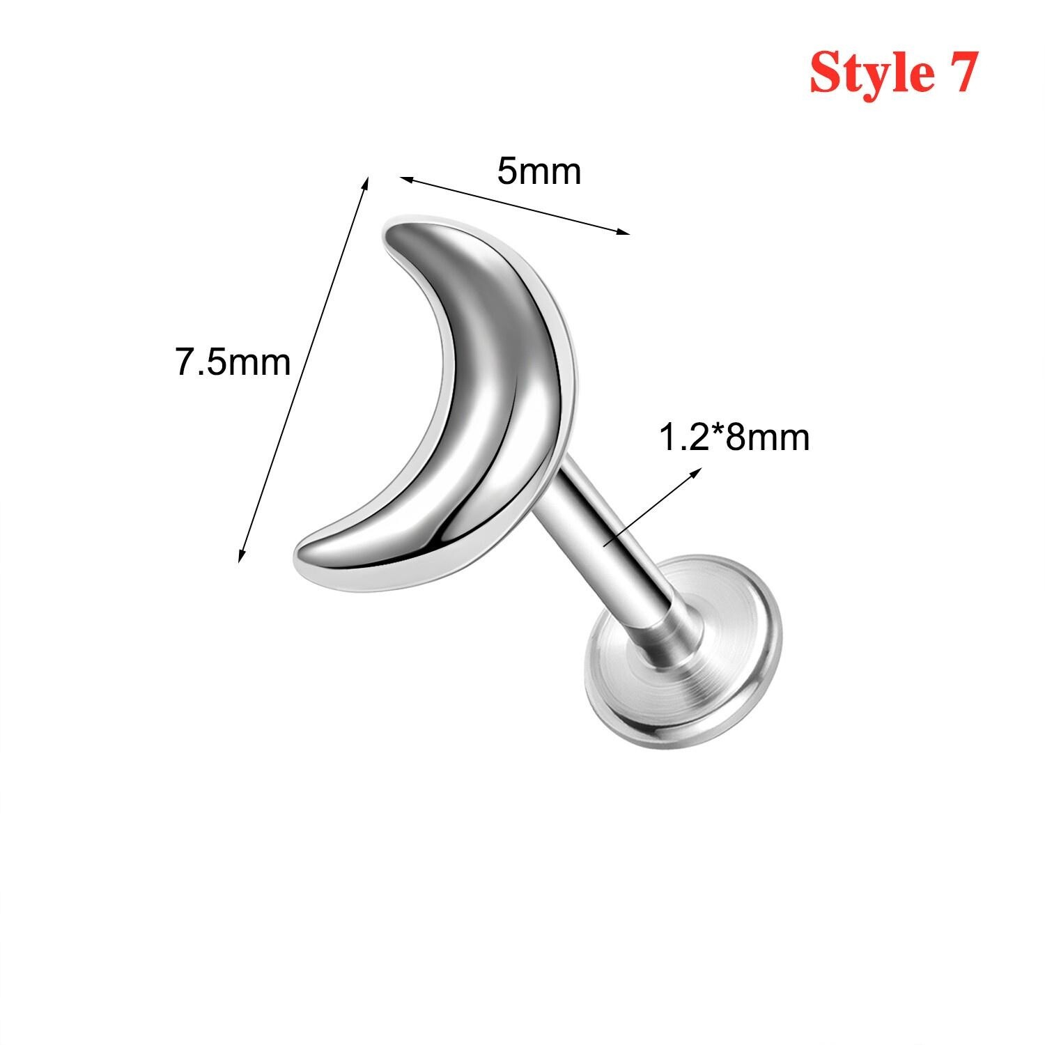 16G Stainless Steel Lip Ring Punk Skull Labret Piercing Helix Piercing Jewelry