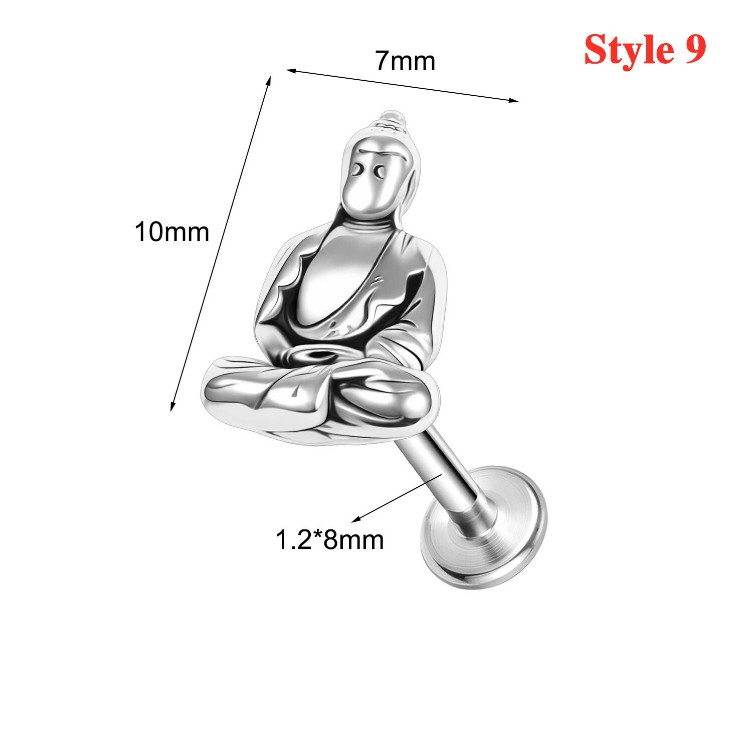 16G Stainless Steel Lip Ring Punk Skull Labret Piercing Helix Piercing Jewelry