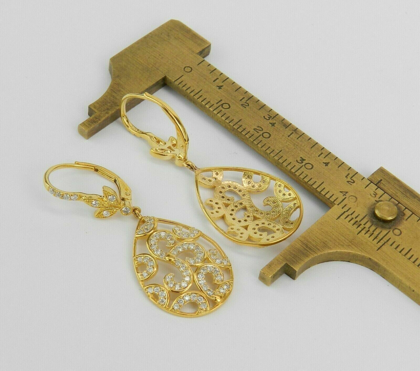 1.10Ct Round Cut Moissanite Women’s Drop/ Dangle Earrings 14K Yellow Gold Plated