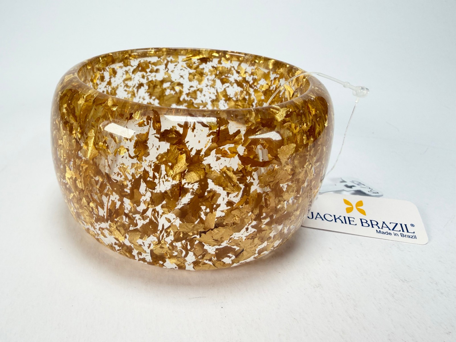 Jackie Brazil “Carmen” Gold Flakes 5cm Resin Bangle ( B2500 )