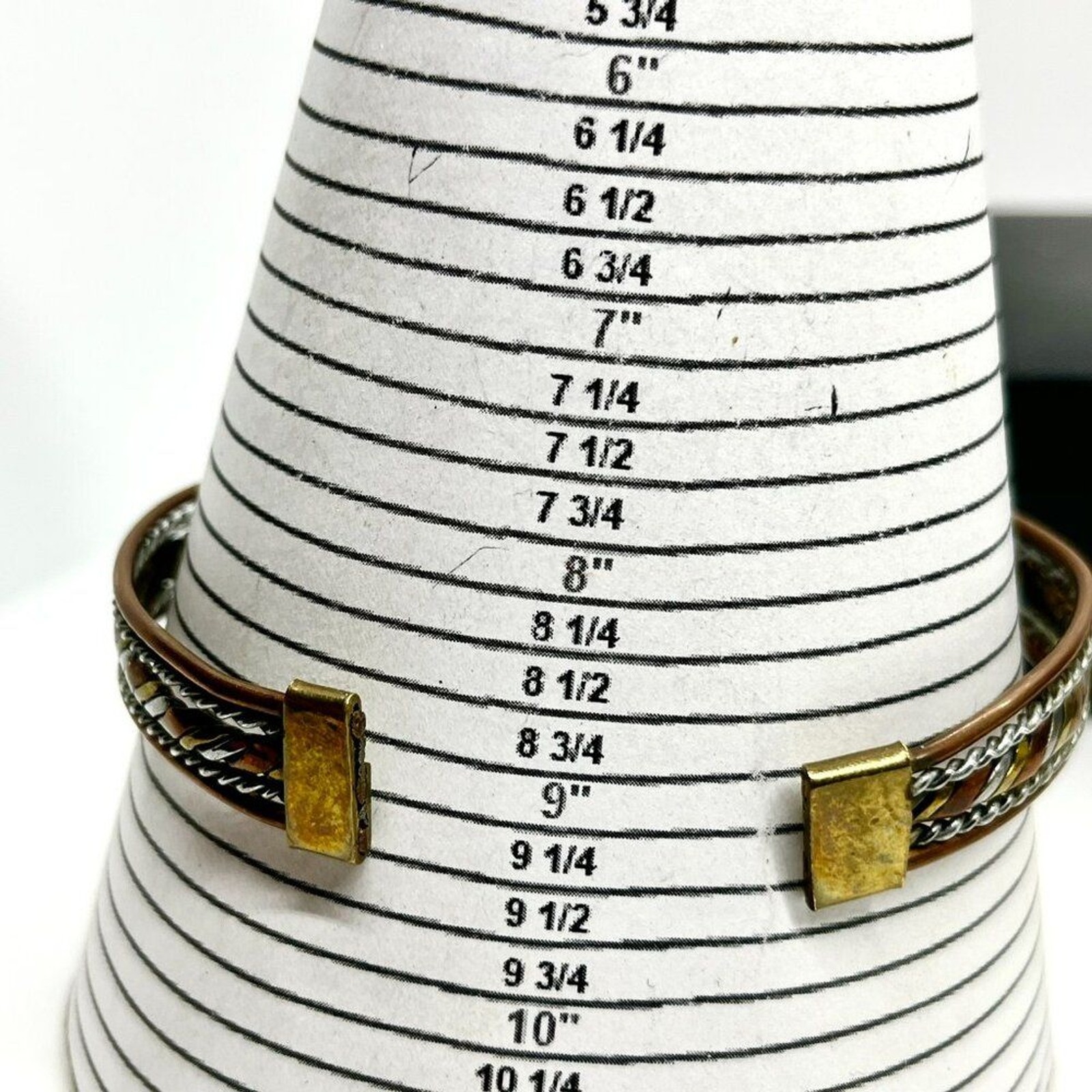 VINTAGE BOHO COPPER Multi Tone Braided Cuff Bracelet Brass Silver Tone