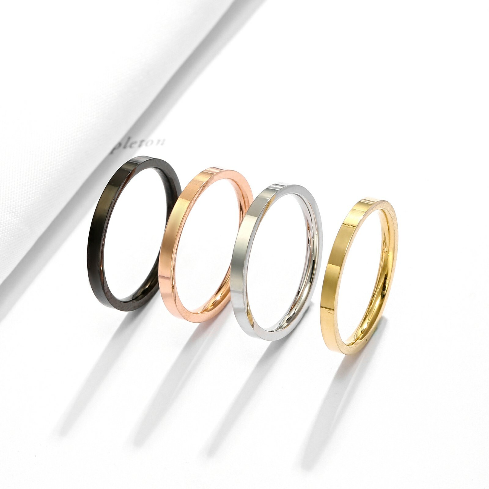 Womens 3mm Thin Simple Ring Plain Band Trendy Jewelry Stainless Steel Size 5-9