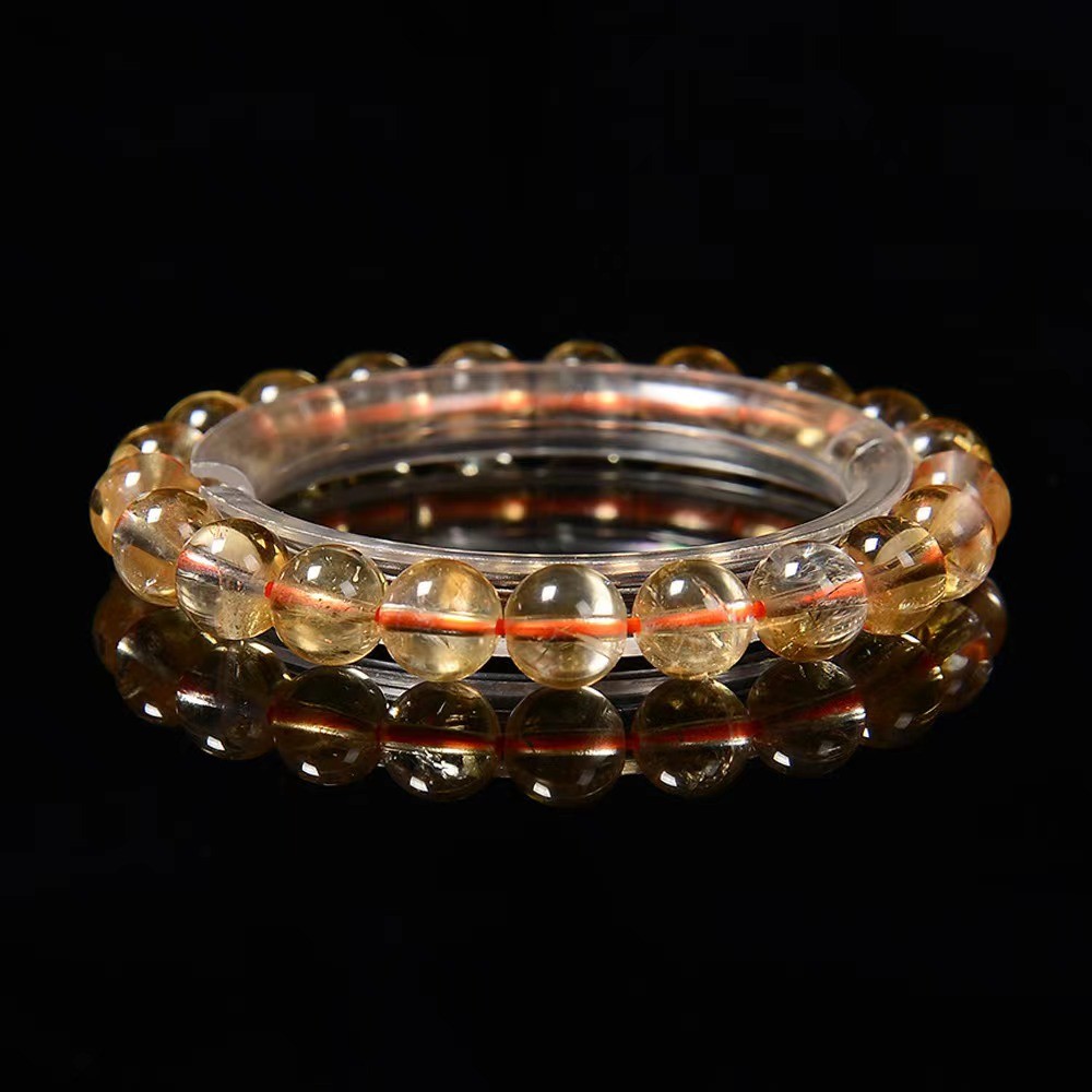 Natural Citrine Smooth Round Beads Bracelet Size 8mm 10mm 7.5” Length